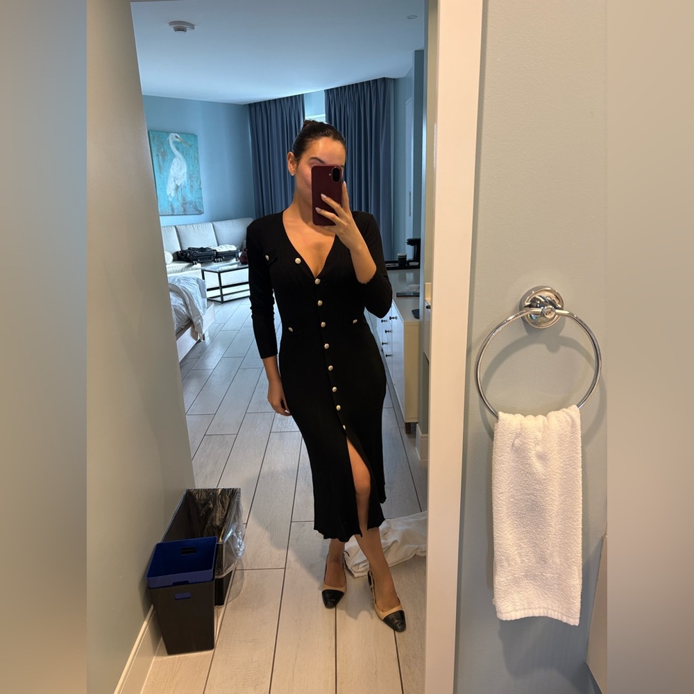 Elegant Black Button-Up Dress